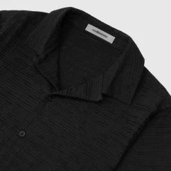 Man Shirts Textured Linen Shirt - Black