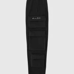 Man Casual Trousers Multi Pocket Cargo Pants - Black