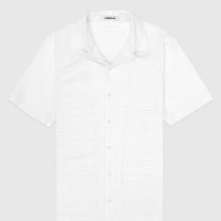 Man Shirts Textured Linen Shirt - White