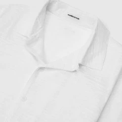 Man Shirts Textured Linen Shirt - White