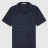 Man Shirts Textured Linen Shirt - Navy