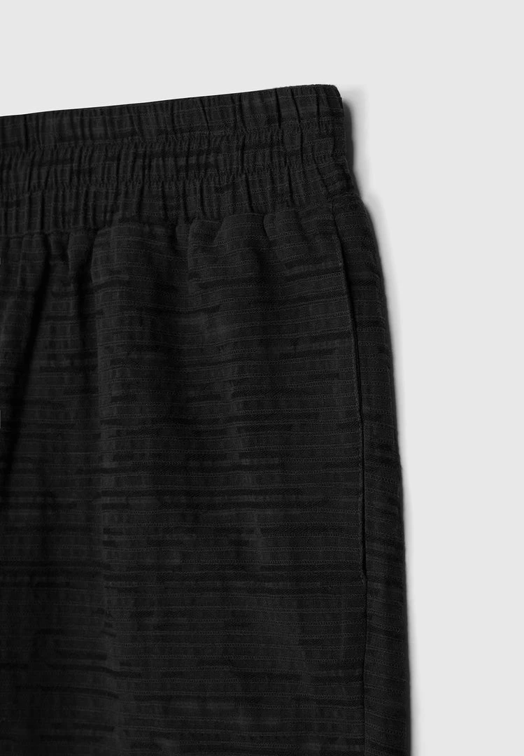 Man Shorts Textured Linen Shorts - Black SHORTS SETS