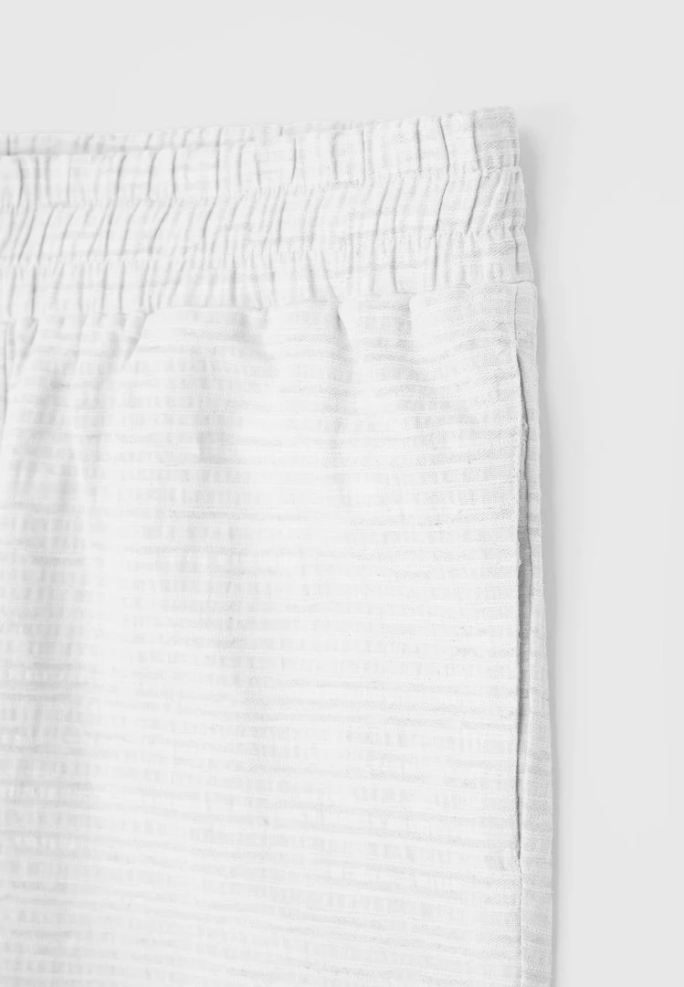 Man Shorts Textured Linen Shorts - White