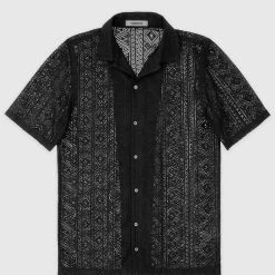 Man Shirts Lace Resort Shirt - Black