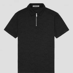 Man Tops Jacquard Polo Shirt - Black POLO TOPS