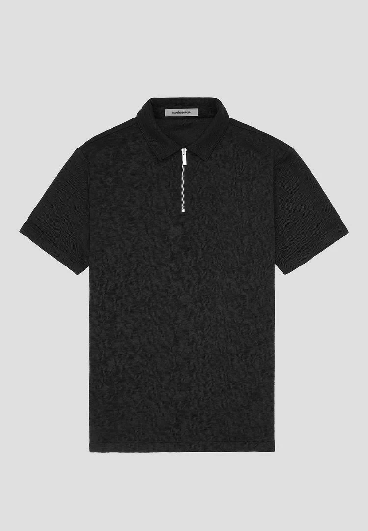 Man Tops Jacquard Polo Shirt - Black POLO TOPS