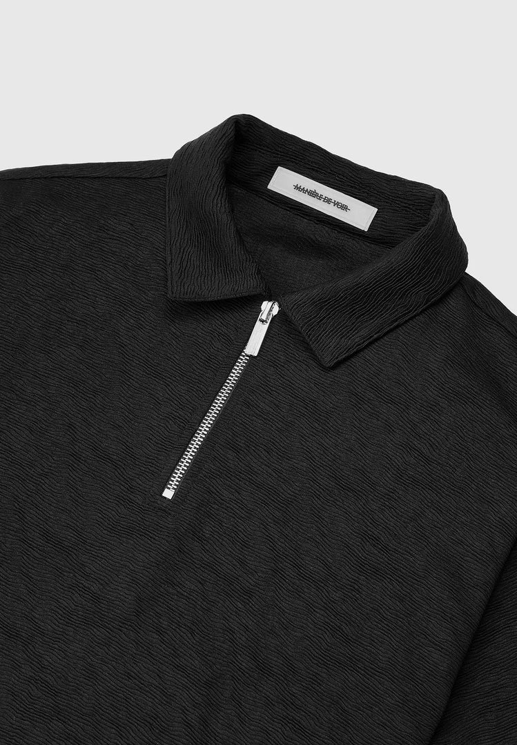 Man Tops Jacquard Polo Shirt - Black POLO TOPS