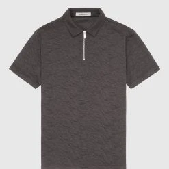 Man Tops POLO TOPS Jacquard Polo Shirt - Grey