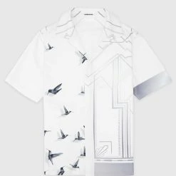 Man Shirts Bird Resort Shirt - White