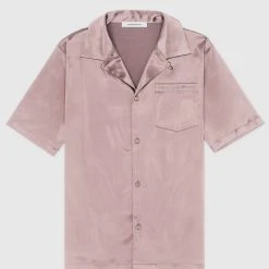 Man Shirts Satin Resort Shirt - Pink