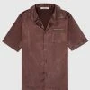 Man Shirts Satin Resort Shirt - Brown
