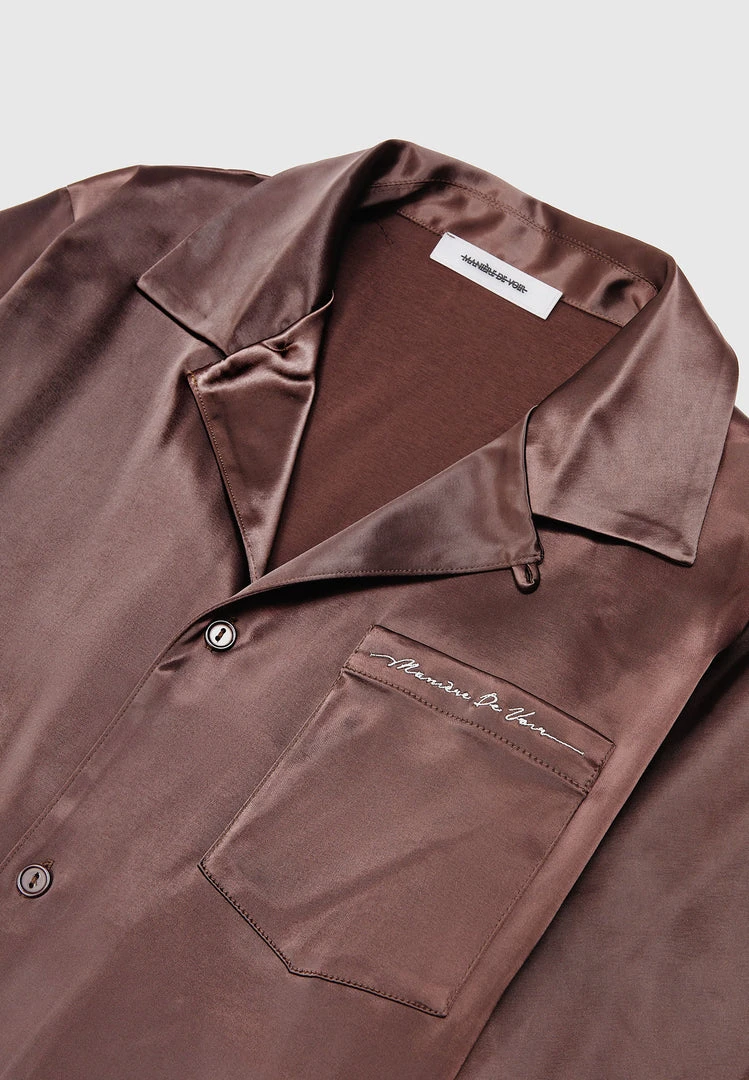 Man Shirts Satin Resort Shirt - Brown