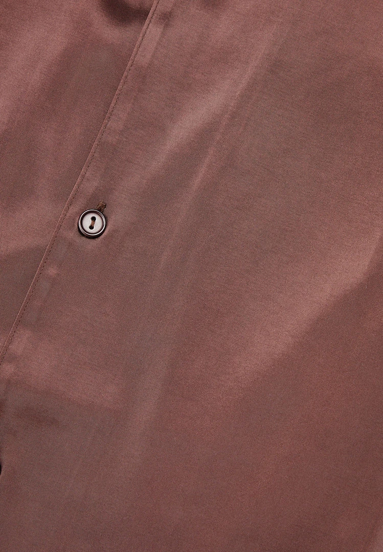 Man Shirts Satin Resort Shirt - Brown