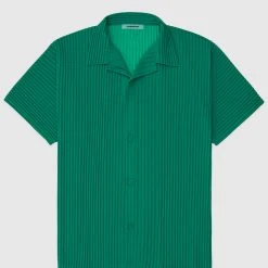 Man Shirts Pleated Shirt - Green