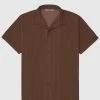 Man Shirts Pleated Shirt - Brown