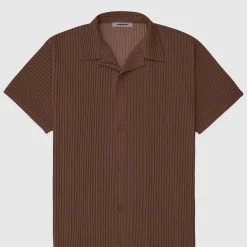 Man Shirts Pleated Shirt - Brown