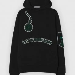 Man Hoodies Lost In Wonderland Hoodie - Black / Green