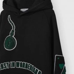 Man Hoodies Lost In Wonderland Hoodie - Black / Green