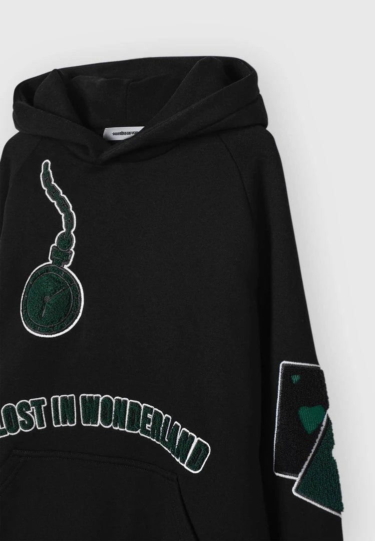 Man Hoodies Lost In Wonderland Hoodie - Black / Green