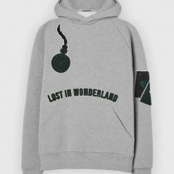 Man Hoodies Lost In Wonderland Hoodie - Grey / Green