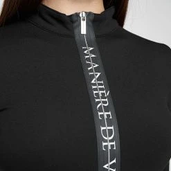 Woman Tops BODYSUITS Manière De Voir Long Sleeve Bodysuit - Black