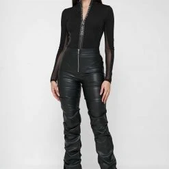 Woman Tops BODYSUITS Manière De Voir Long Sleeve Bodysuit - Black