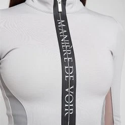 Woman Tops BODYSUITS Manière De Voir Long Sleeve Bodysuit - Grey