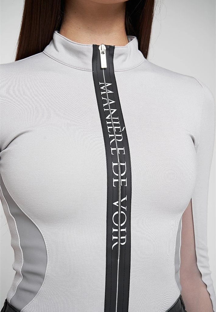 Woman Tops BODYSUITS Manière De Voir Long Sleeve Bodysuit - Grey