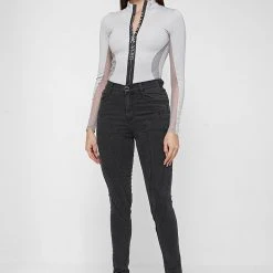 Woman Tops BODYSUITS Manière De Voir Long Sleeve Bodysuit - Grey