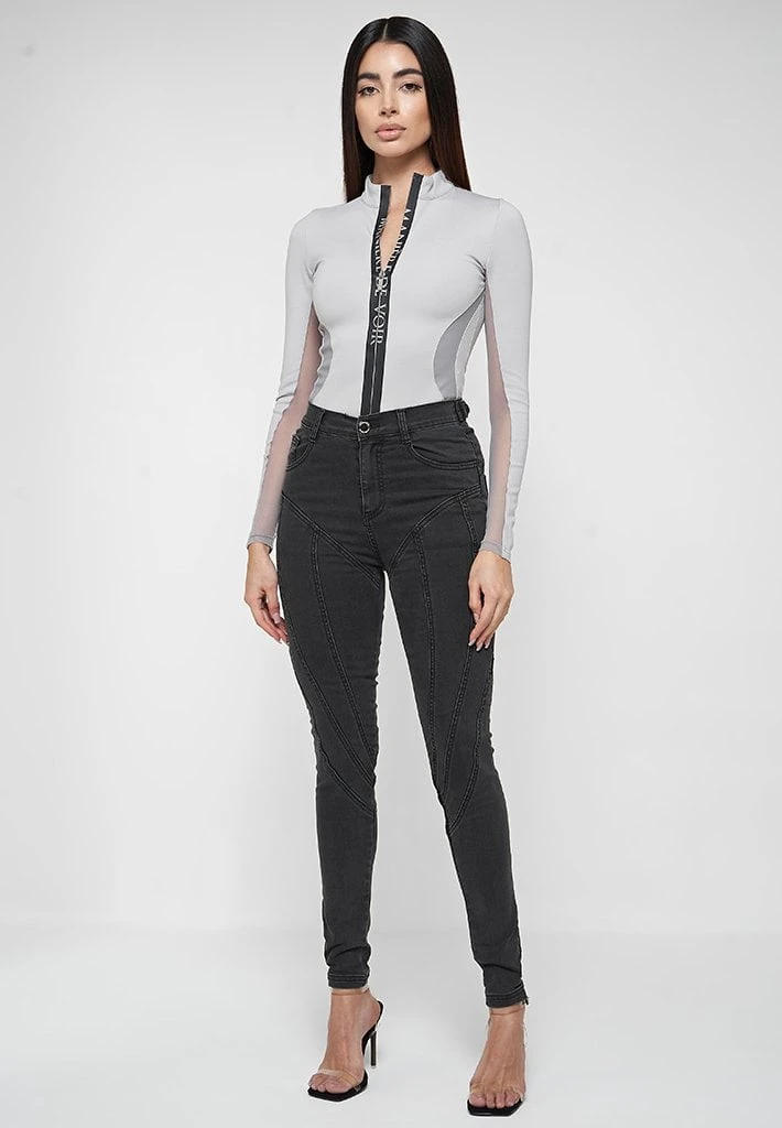 Woman Tops BODYSUITS Manière De Voir Long Sleeve Bodysuit - Grey