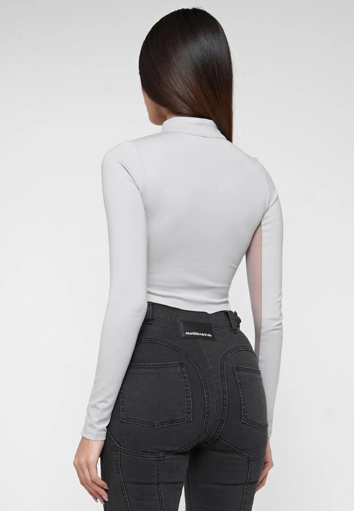 Woman Tops BODYSUITS Manière De Voir Long Sleeve Bodysuit - Grey