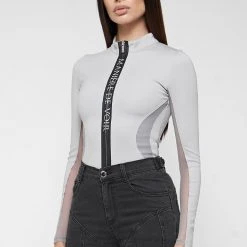 Woman Tops BODYSUITS Manière De Voir Long Sleeve Bodysuit - Grey