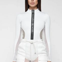 Woman Tops BODYSUITS Manière De Voir Long Sleeve Bodysuit - White
