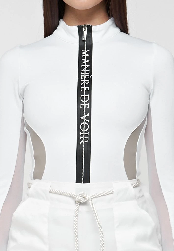 Woman Tops BODYSUITS Manière De Voir Long Sleeve Bodysuit - White