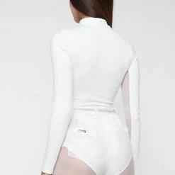 Woman Tops BODYSUITS Manière De Voir Long Sleeve Bodysuit - White