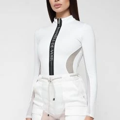 Woman Tops BODYSUITS Manière De Voir Long Sleeve Bodysuit - White