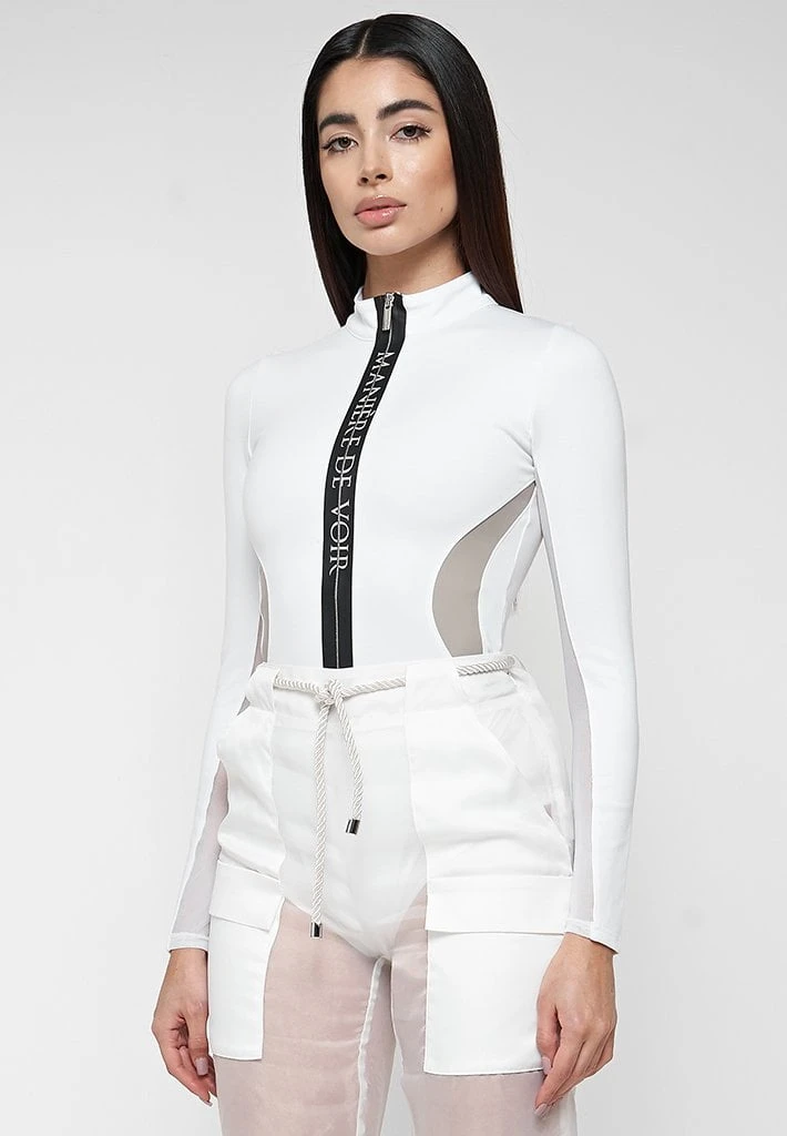 Woman Tops BODYSUITS Manière De Voir Long Sleeve Bodysuit - White