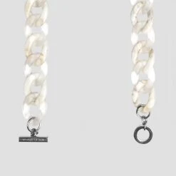 Woman Jewellery Marble And Frosted Cuban Link Necklace - Beige