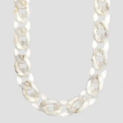 Woman Jewellery Marble And Frosted Cuban Link Necklace - Beige