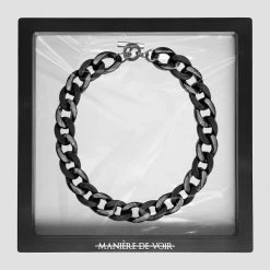 Woman Jewellery Marble And Matte Cuban Link Necklace - Black