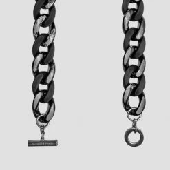 Woman Jewellery Marble And Matte Cuban Link Necklace - Black