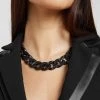 Woman Jewellery Marble And Matte Cuban Link Necklace - Black