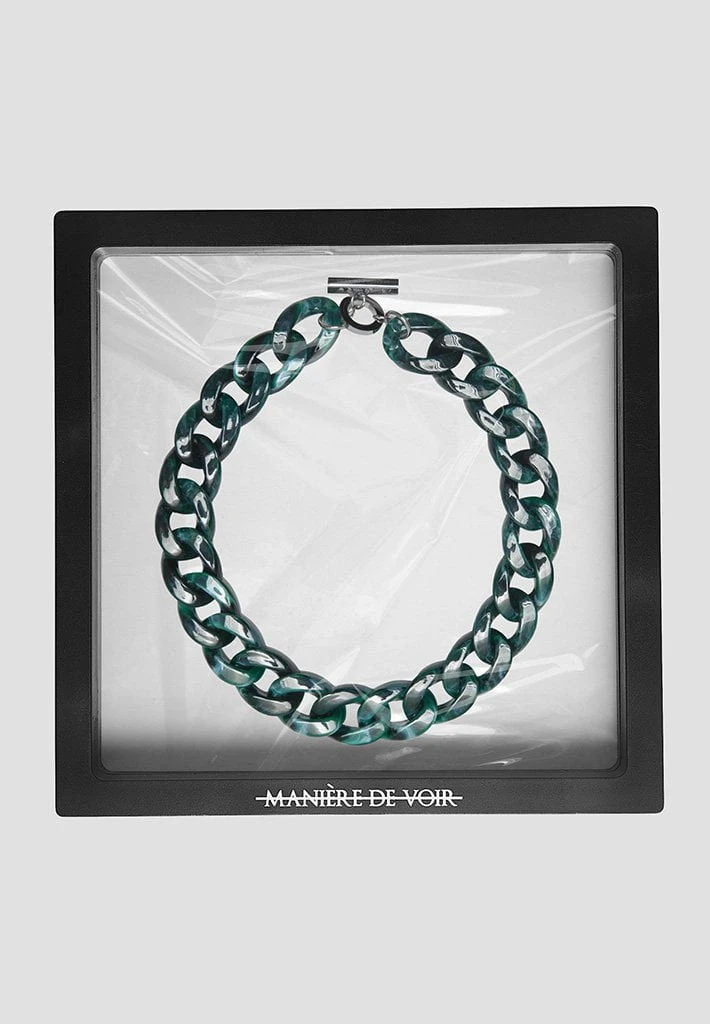 Woman Jewellery Marbled Cuban Link Necklace - Green