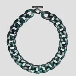 Woman Jewellery Marbled Cuban Link Necklace - Green