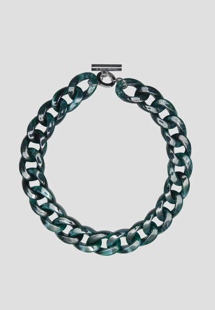 Woman Jewellery Marbled Cuban Link Necklace - Green