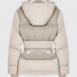 Woman Coats Matte & High Shine Belted Puffer Jacket - Beige