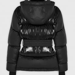 Woman Coats OUTERWEAR Matte & High Shine Belted Puffer Jacket - Black