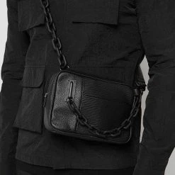 Man Accessories Matte Chain Crossbody Bag - Black