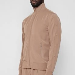 Man Tracksuit Tops TRACKSUITS Matte Popper Track Jacket - Beige