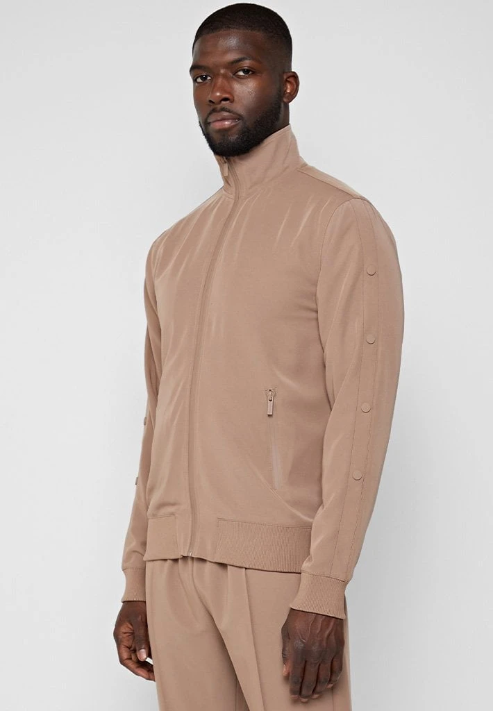 Man Tracksuit Tops TRACKSUITS Matte Popper Track Jacket - Beige